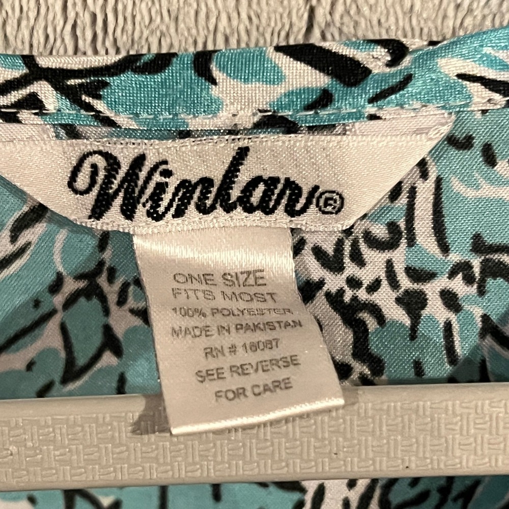 Winlar Womens Caftan Dress Blue White Black Geometric One Size Cover Up - Picture 4 of 5